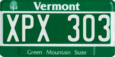 VT license plate XPX303