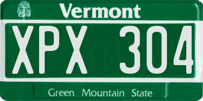 VT license plate XPX304