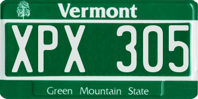 VT license plate XPX305
