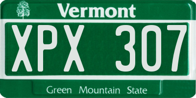 VT license plate XPX307