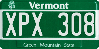 VT license plate XPX308