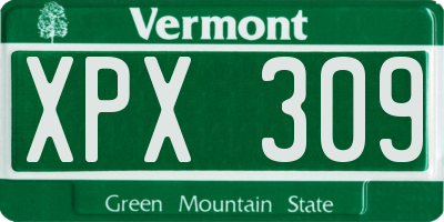 VT license plate XPX309