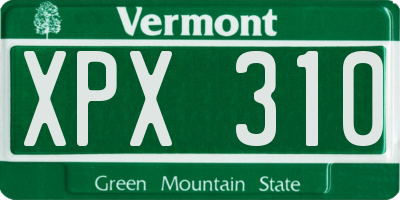 VT license plate XPX310