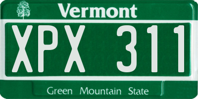 VT license plate XPX311