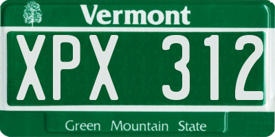 VT license plate XPX312