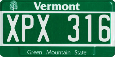VT license plate XPX316