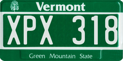 VT license plate XPX318