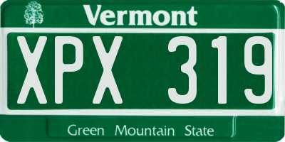 VT license plate XPX319