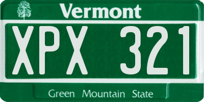 VT license plate XPX321