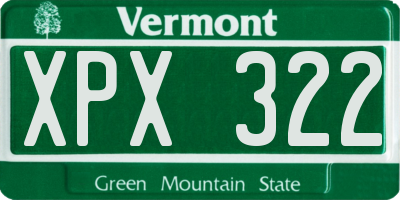 VT license plate XPX322