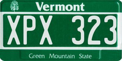 VT license plate XPX323