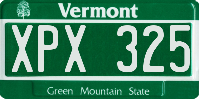 VT license plate XPX325
