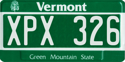 VT license plate XPX326