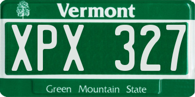 VT license plate XPX327