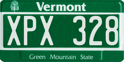 VT license plate XPX328