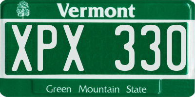VT license plate XPX330