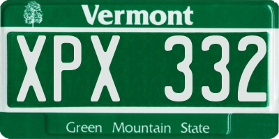 VT license plate XPX332