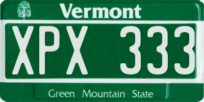 VT license plate XPX333