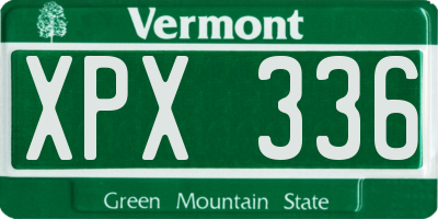 VT license plate XPX336