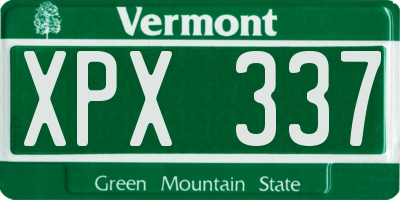 VT license plate XPX337