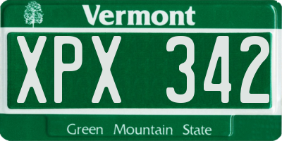 VT license plate XPX342
