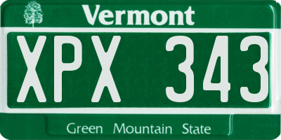 VT license plate XPX343