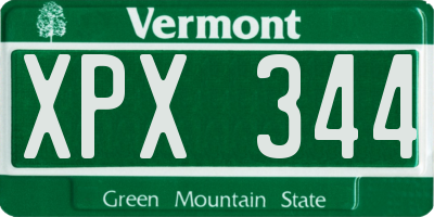 VT license plate XPX344