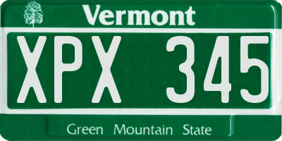 VT license plate XPX345