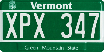 VT license plate XPX347