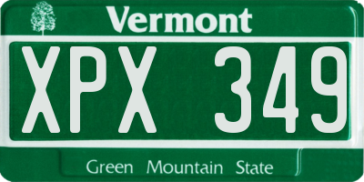 VT license plate XPX349