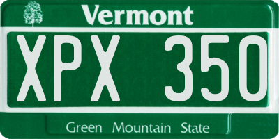 VT license plate XPX350