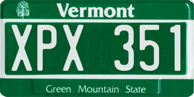 VT license plate XPX351