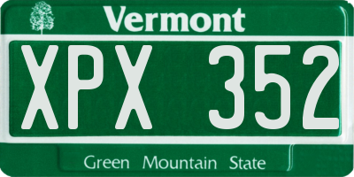 VT license plate XPX352