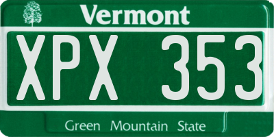 VT license plate XPX353