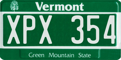 VT license plate XPX354