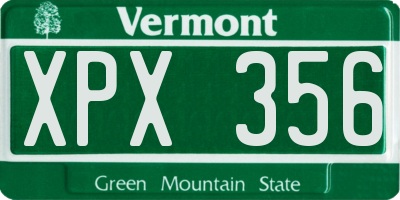 VT license plate XPX356