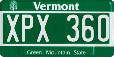 VT license plate XPX360