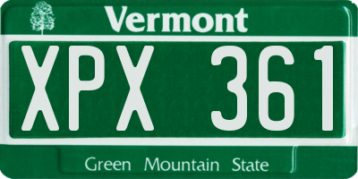VT license plate XPX361