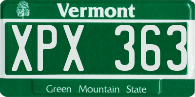 VT license plate XPX363