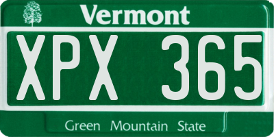 VT license plate XPX365