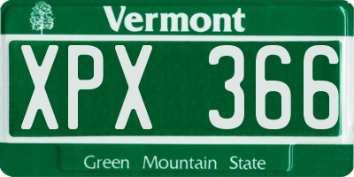 VT license plate XPX366
