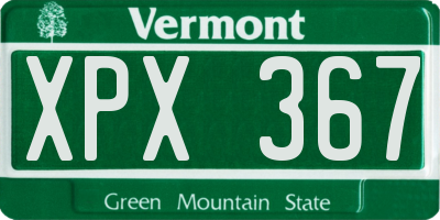 VT license plate XPX367
