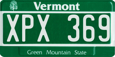 VT license plate XPX369