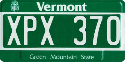 VT license plate XPX370