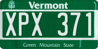 VT license plate XPX371