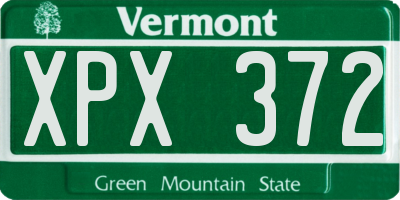 VT license plate XPX372