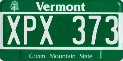 VT license plate XPX373