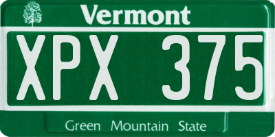 VT license plate XPX375