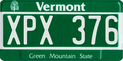 VT license plate XPX376