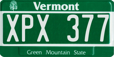VT license plate XPX377